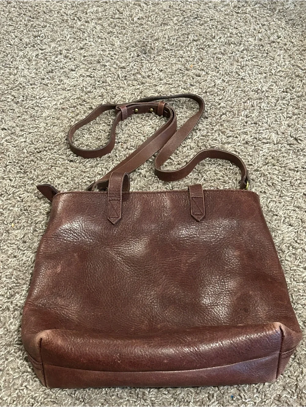 Madewell Small Zip Tote Transport Leather Crossbody Bag  Burgundy